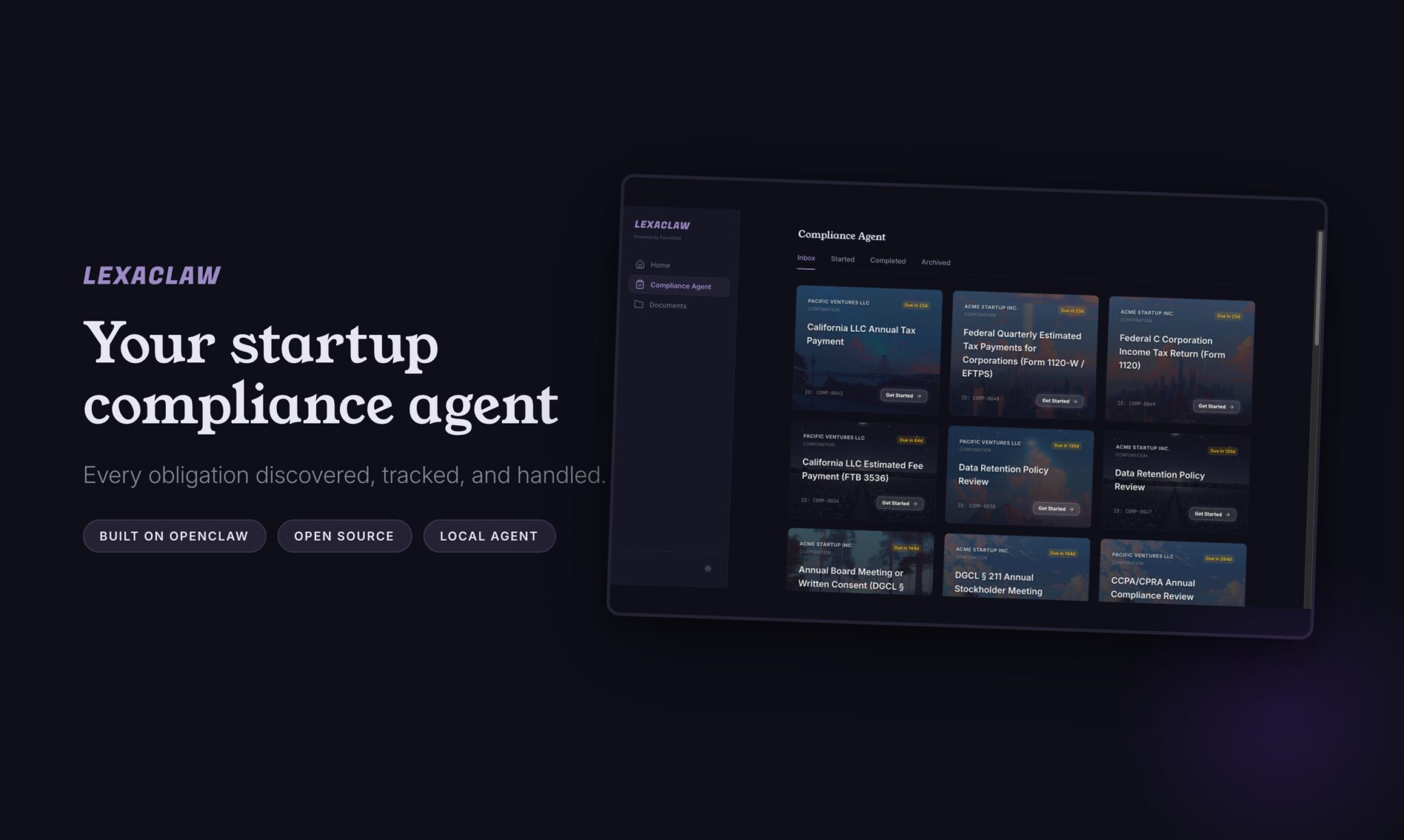 Startup Legal Compliance Made Simple with Lexaclaw